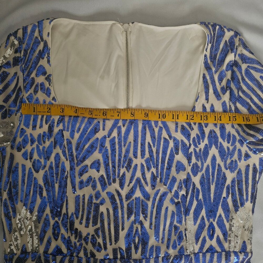 House Of Chic Curve + Plus Blue Sequined Long Sleeve Maxi Dress Size 2XL, NWT - Picture 9 of 16